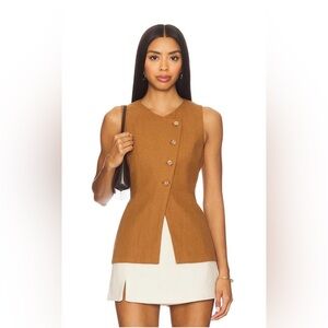 NWT Revolve Camel Asymmetric Button Vest Top $182 Retail
